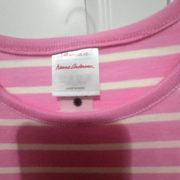Hannah Anderson Christmas Themed Pink Striped Long Sleeve Dress Size 10. - Picture 3 of 4
